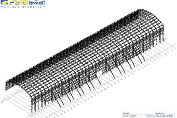 oceľová hala Mochovce s logom