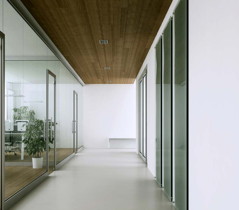 prosklené systémy interiérových sten