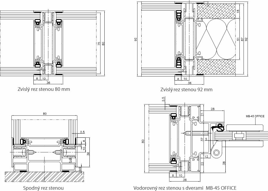 presklené systémy interiérových deliacich stien